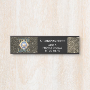 Porte-nom Pour Porte Gold Black Parties scintillant Tech Bureau de sécu