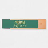 Porte-nom Pour Porte Gold green color elegant modern minimalist name (Devant)