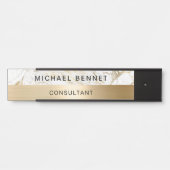 Porte-nom Pour Porte Gold Metallic Marbre blanc Consultant (Devant)
