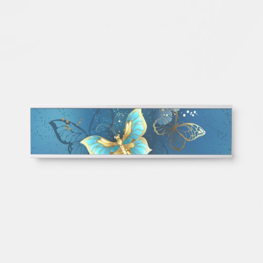 Porte-nom Pour Porte Golden butterflies (Devant)