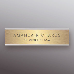 Porte-nom Pour Porte Golden gradient name and title door sign