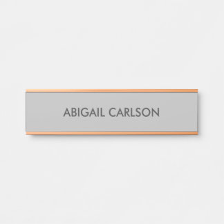 Porte-nom Pour Porte Gris clair minimaliste Plain Rose moderne Or