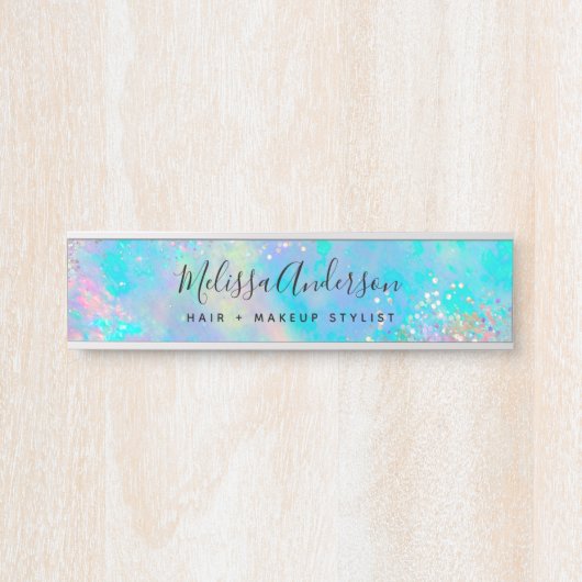 Porte-nom Pour Porte Holographique Opal Parties scintillant de pierre C (Devant)