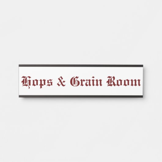 Porte-nom Pour Porte Hops & Grain Room Rouge (Devant)