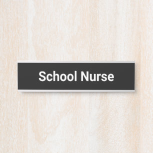 Porte-nom Pour Porte Infirmière scolaire noir et blanc