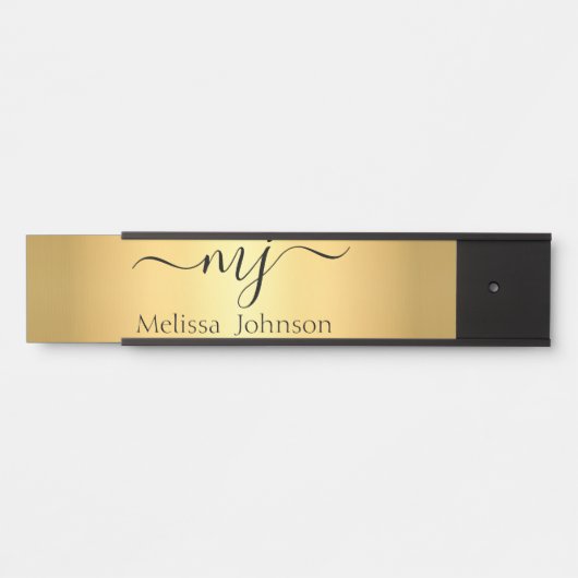Porte-nom Pour Porte Initiales élégantes sur or (Devant)