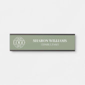 Porte-nom Pour Porte Interchangeable Sage Green Custom Business Logo  (Devant)