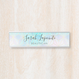 Porte-nom Pour Porte Iridescente tendance et Motif géométrique Pastel