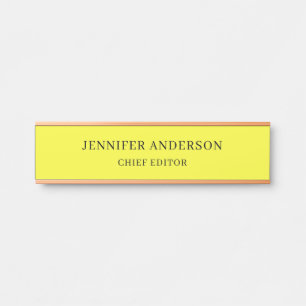 Porte-nom Pour Porte Jaune Citron Professionnel Moderne Minimaliste Uni