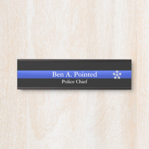 Porte-nom Pour Porte Ligne Bleue Mince - Chef Étoile d'Argent Rang Pan