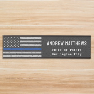Porte-nom Pour Porte Ligne Bleue Mince Indicateur Police Police Police