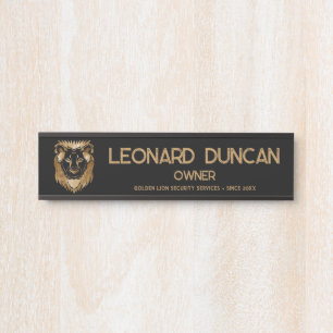 Porte-nom Pour Porte Ligne de logo Luxe Black Gold Lion Business