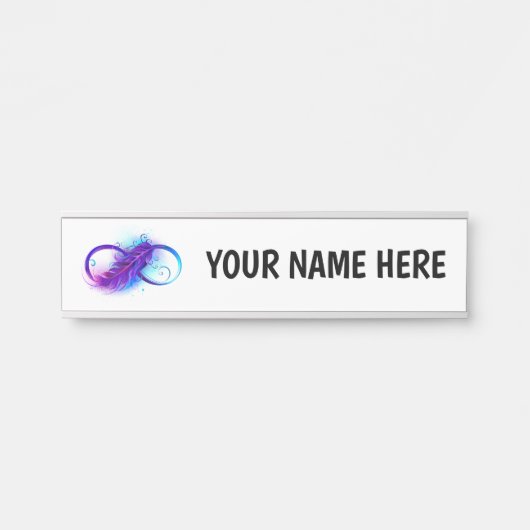 Porte-nom Pour Porte L'infini avec plume violette (Devant)