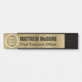 Porte-nom Pour Porte Logo Brossé Antique Gold Look Office (Devant)