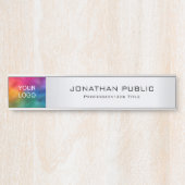 Porte-nom Pour Porte Logo de votre entreprise ici Argent moderne (Devant)