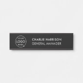 Porte-nom Pour Porte Logo d'entreprise | Bureau de la société noire mod (Devant)