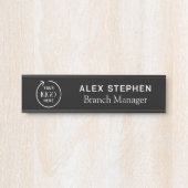 Porte-nom Pour Porte Logo d'entreprise | Bureau de la société noire mod (Devant)