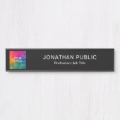 Porte-nom Pour Porte Logo d'entreprise modèle ici Elégant noir (Devant)