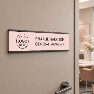 Porte-nom Pour Porte Logo d'entreprise Moderne Employé Personnel Rose