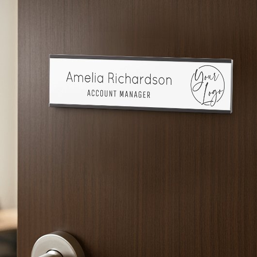 Porte-nom Pour Porte Logo d'entreprise simple Nom de l'employé Fonction