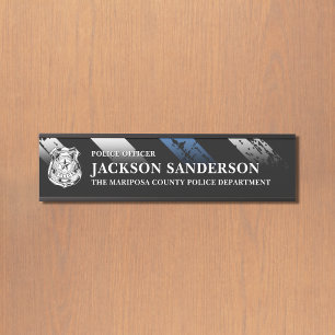 Porte-nom Pour Porte Logo du département de police Thin Blue Line