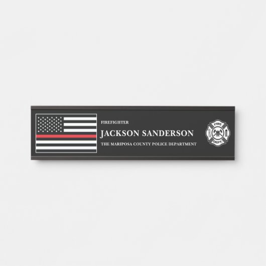 Porte-nom Pour Porte Logo personnalisable de pompier de service d'incen (Devant)