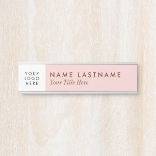 Porte-nom Pour Porte Logo Personnalisé Blush Pink Moderne Simple Girl T