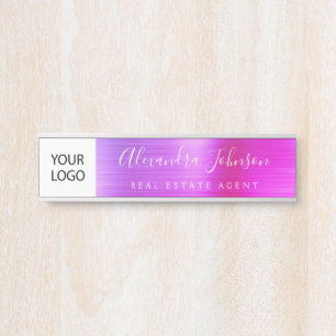 Porte-nom Pour Porte Logo Personnalisé Executive Purple Pink Profession