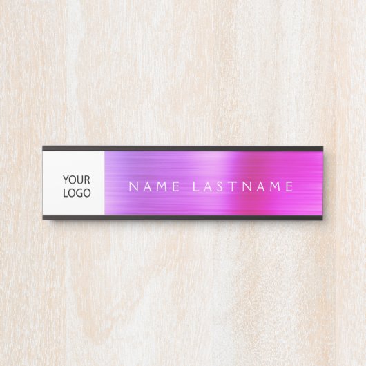 Porte-nom Pour Porte Logo Personnalisé Executive Purple Pink Profession (Devant)