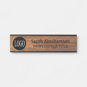 Porte-nom Pour Porte Logo personnalisé Faux Wood Grain Office Porte Sig