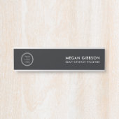 Porte-nom Pour Porte Logo professionnel noir élégant Bureau exécutif (Devant)