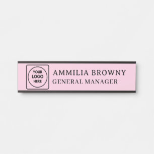 Porte-nom Pour Porte Logo rose pâle Marque du personnel employé moder
