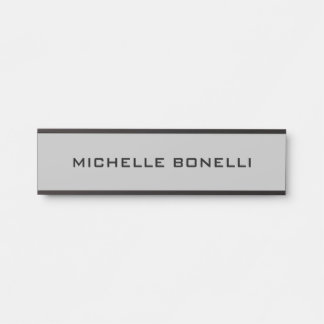 Porte-nom Pour Porte Lumineuse Gris Minimaliste Plat Lisible Moderne