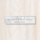 Porte-nom Pour Porte Marbre blanc de script moderne professionnel (Devant)