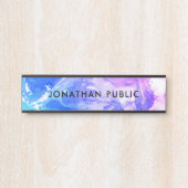 Porte-nom Pour Porte Marbre look moderne Abstrait bleu violet blanc (Devant)