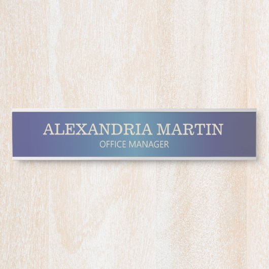 Porte-nom Pour Porte Marine Métallurgique Moderne Bleu Nom du travail T (Devant)