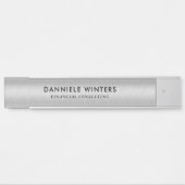 Porte-nom Pour Porte Metallic faux silver background door sign (Devant)