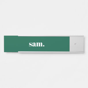 Porte-nom Pour Porte Minimaliste texte personnalisé gras vert
