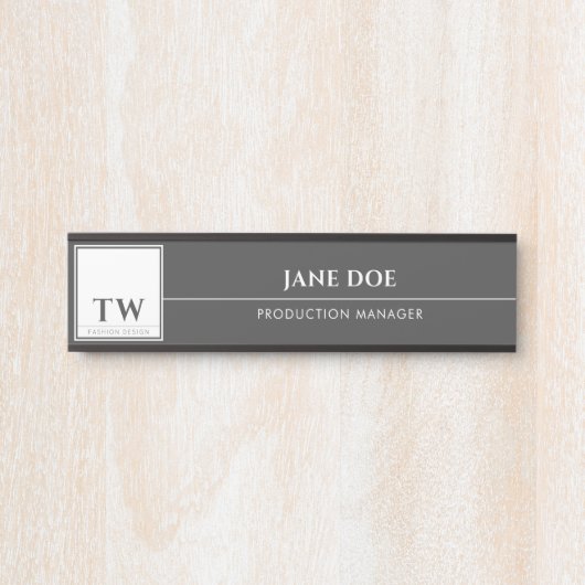 Porte-nom Pour Porte Mode Design gris foncé (Devant)