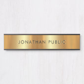 Porte-nom Pour Porte Modèle Creative Moderne Noir Et Or Simple (Devant)