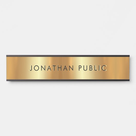 Porte-nom Pour Porte Modèle Creative Moderne Noir Et Or Simple (Devant)