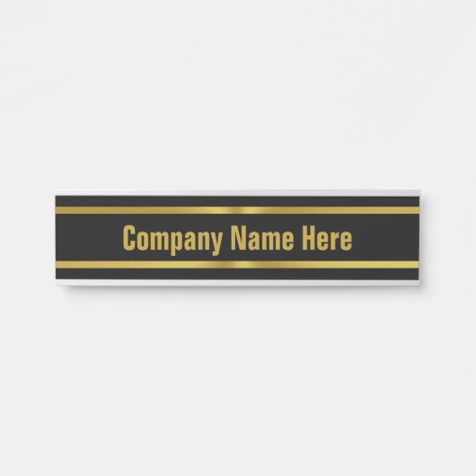 Porte-nom Pour Porte Modèle de texte noir et or (Devant)