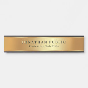 Porte-nom Pour Porte Modèle De Texte Personnalisé Élégant Noir Et Or