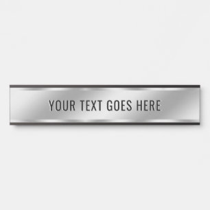 Porte-nom Pour Porte Modèle de texte personnalisé Faux Silver Luxe Nom