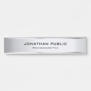 Porte-nom Pour Porte Modèle élégant moderne personnalisé noir et argent