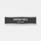 Porte-nom Pour Porte Modèle Élégant Professionnel Noir Et Argent (Devant)