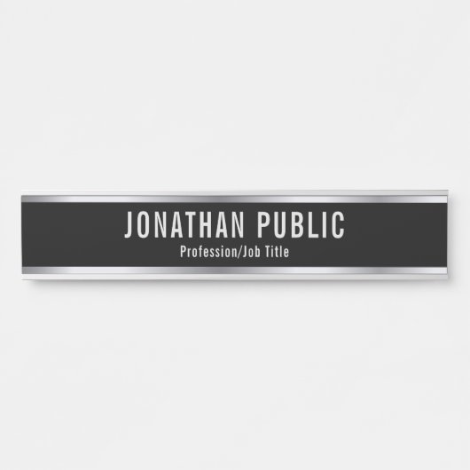 Porte-nom Pour Porte Modèle élégant professionnel personnalisé Noir Arg (Devant)