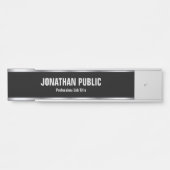 Porte-nom Pour Porte Modèle élégant tendance noir et argenté (Devant)