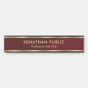 Porte-nom Pour Porte Modèle élégant tendance Noir & Or Texte Luxe
