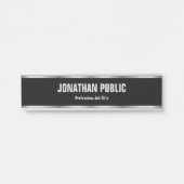 Porte-nom Pour Porte Modèle Moderne Élégant Tendance Noir et Argent (Devant)